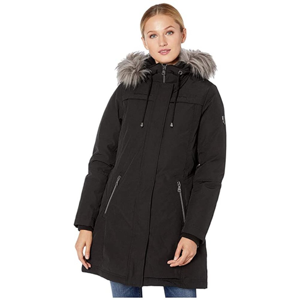 NWT Vince Camuto Faux Fur Hood Down Parka Black S